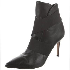 Gianvito Rossi Leather Grosgrain Trim Sock Boots size 39 or 8/8.5 in US.